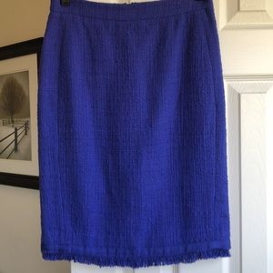 JCrew Textured Tweed Pencil Skirt with Fringes